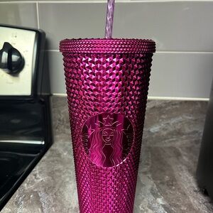 Starbucks Metallic Fuchsia Studded Tumbler with Straw